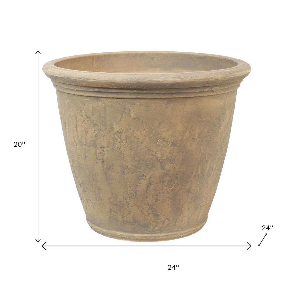 Beige Heavy Duty Plastic Round Pot Planter - 20 X 24-inch