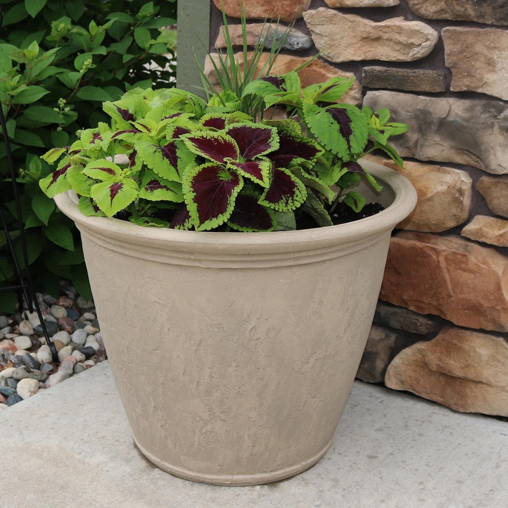 Beige Heavy Duty Plastic Round Pot Planter - 20 X 24-inch