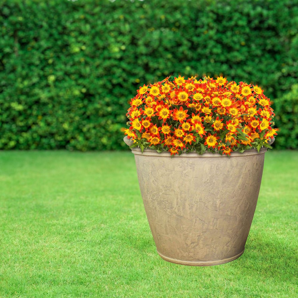 Beige Heavy Duty Plastic Round Pot Planter - 20 X 24-inch