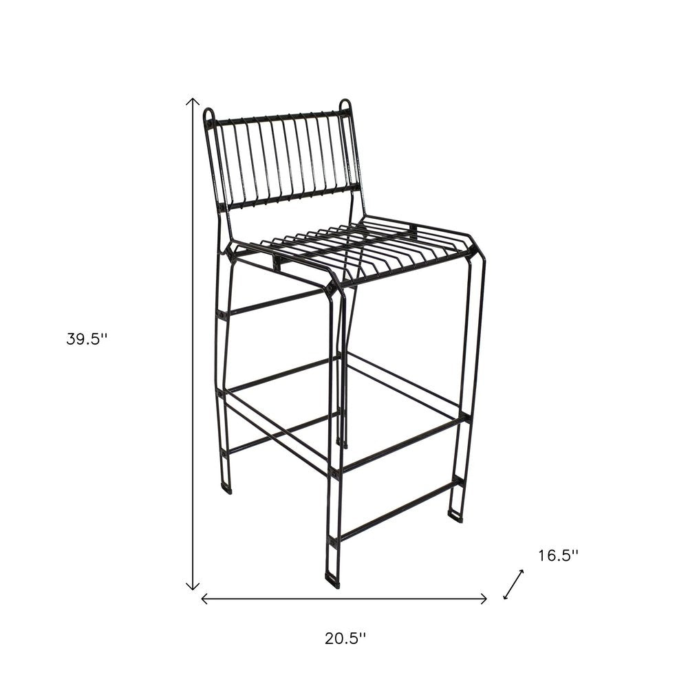 Black Steel Outdoor Accent Chair - 21-inch