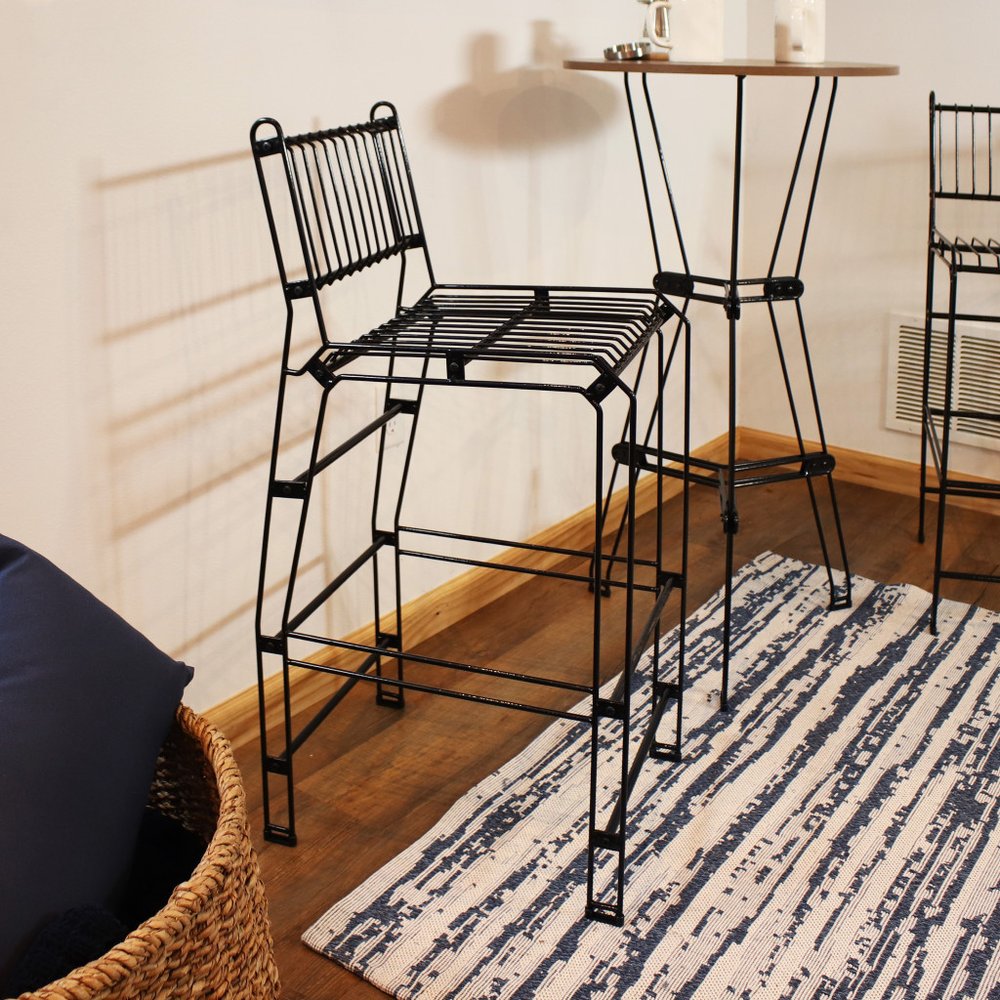Black Steel Outdoor Accent Chair - 21-inch