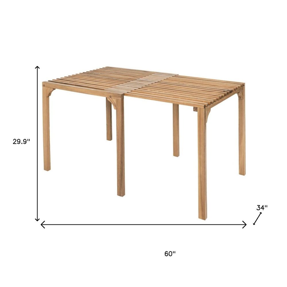 Natural Solid Wood Extendable Outdoor Dining Table - 60-inch