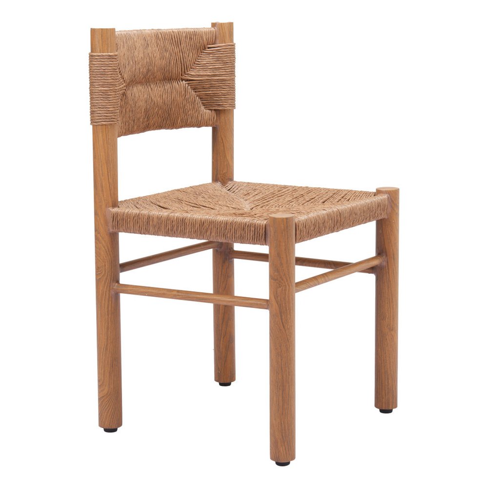 Set of Two Natural Aluminum Open Back Dining Side Chairs