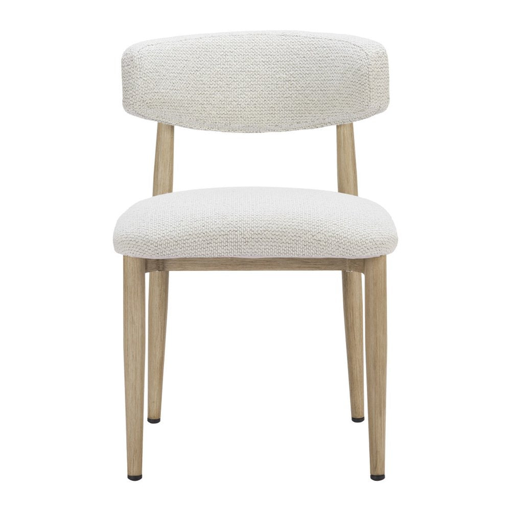 White and Brown Olefin Curved Back Dining Side Chair