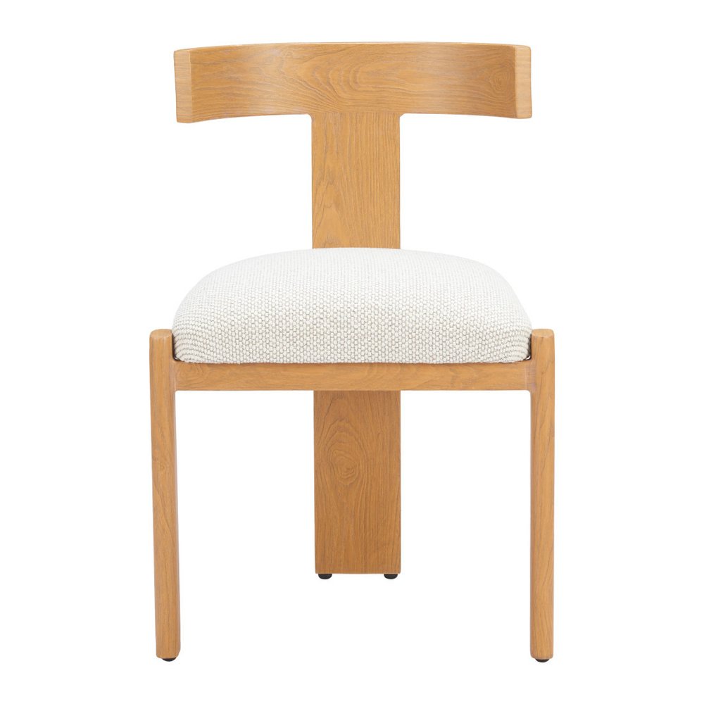 Beige and Natural Olefin Open Back Dining Side Chair