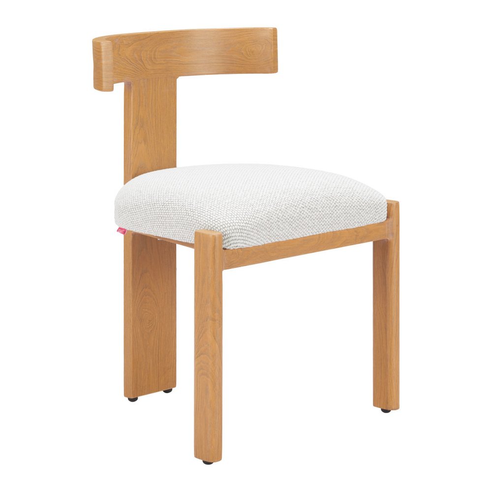 Beige and Natural Olefin Open Back Dining Side Chair