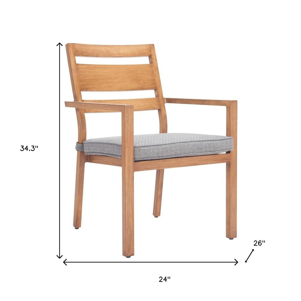 Set of Two Natural Slipcovered Slat Back Dining Arm Chairs