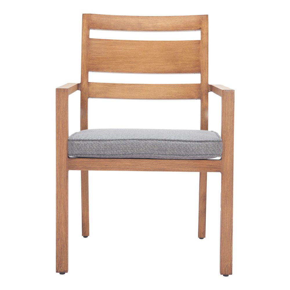 Set of Two Natural Slipcovered Slat Back Dining Arm Chairs