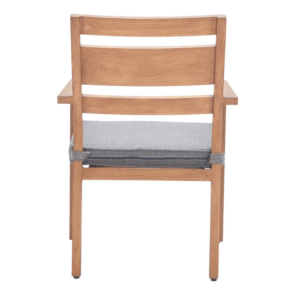 Set of Two Natural Slipcovered Slat Back Dining Arm Chairs