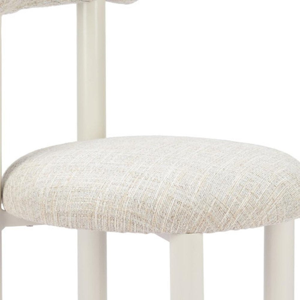 Beige and White Open Back Dining Side Chair