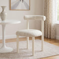 Beige and White Open Back Dining Side Chair