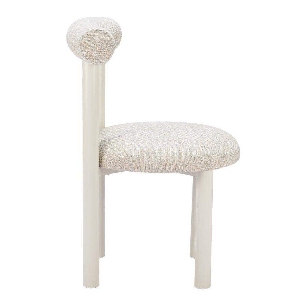 Beige and White Open Back Dining Side Chair