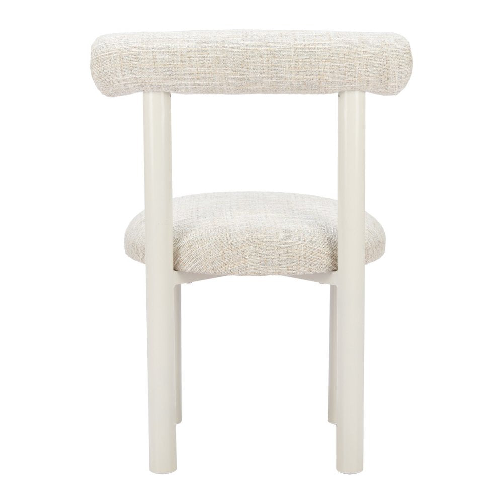 Beige and White Open Back Dining Side Chair