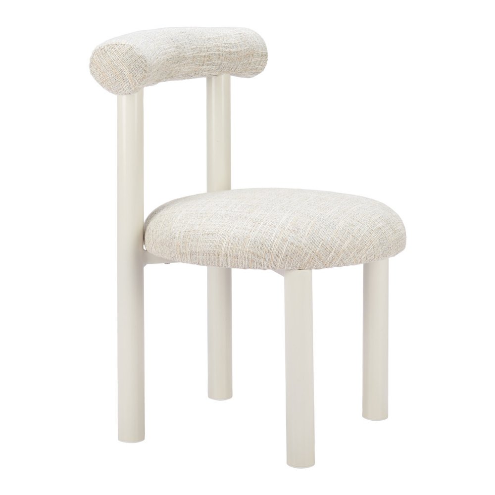 Beige and White Open Back Dining Side Chair