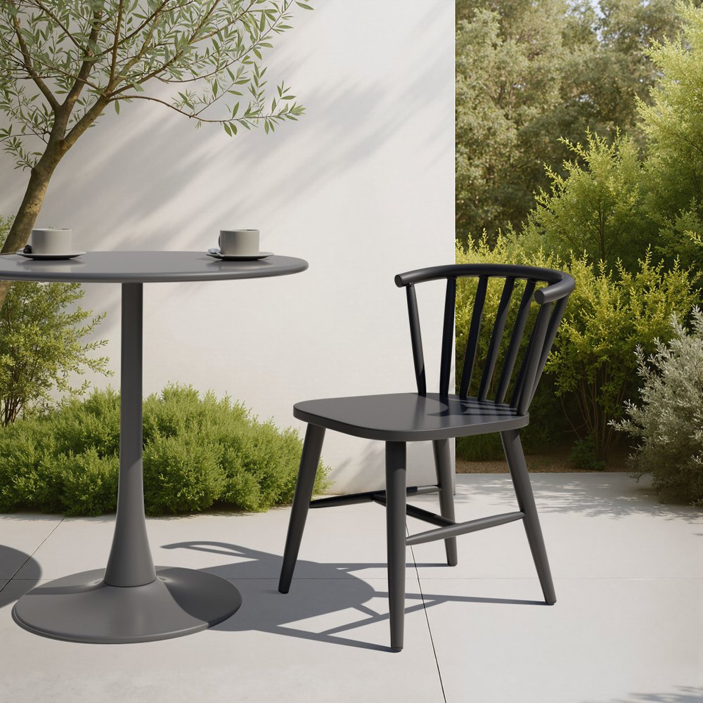 Black Aluminum Slat Back Dining Side Chair