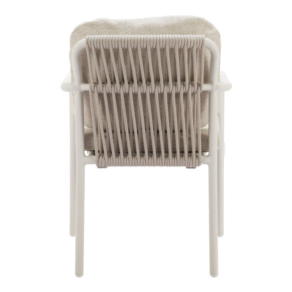 Set of Two Beige and White Slipcovered Dining Arm Chairs