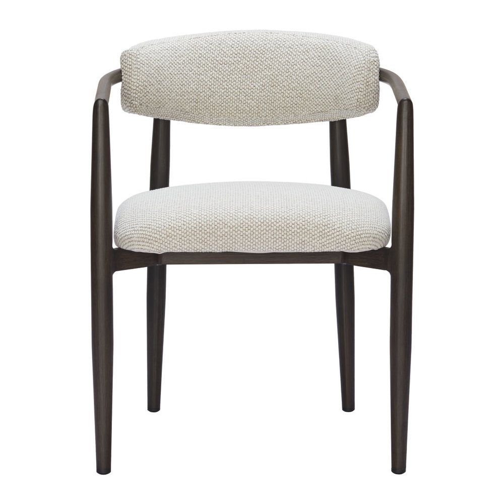 White and Black Open Back Dining Arm Chair