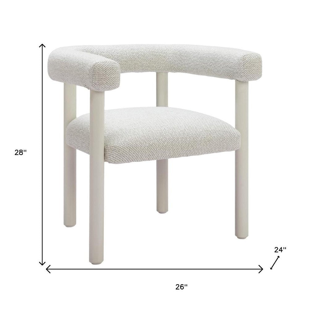 Set of Two White Open Back Dining Arm Chairs