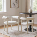 Set of Two White Open Back Dining Arm Chairs