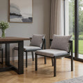 Set of Two Gray and Black Slipcovered Dining Side Chairs