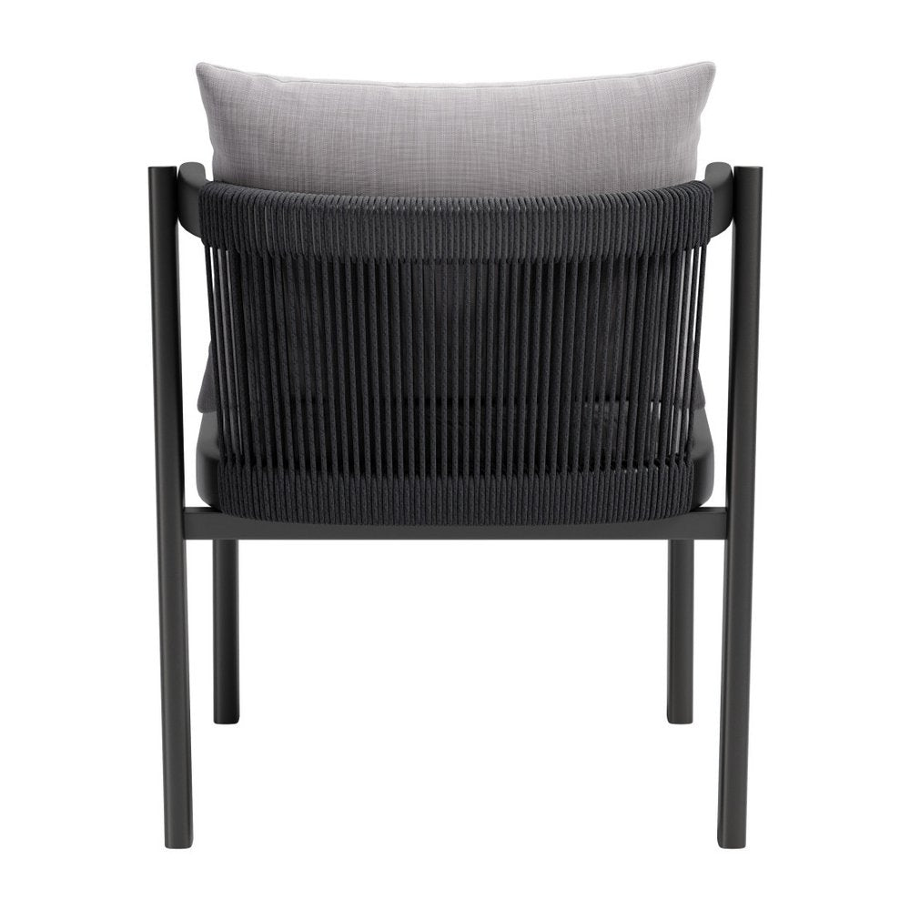 Set of Two Gray and Black Slipcovered Dining Side Chairs