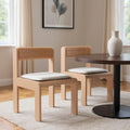 Set of Two White and Natural Slipcovered Open Back Dining Side Chairs