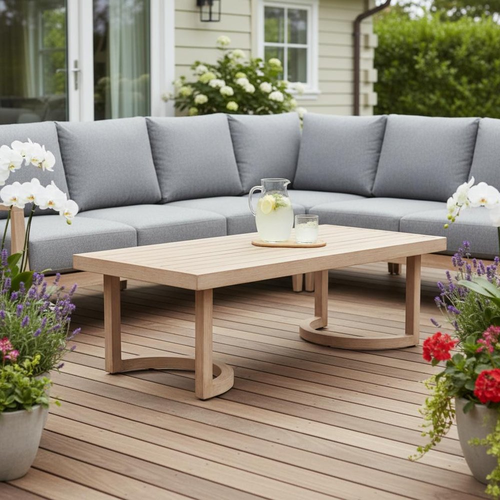 Brown Aluminum Outdoor Coffee Table - 51-inch