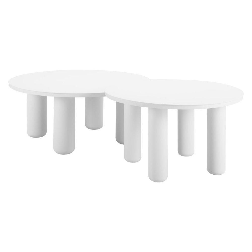 White Rounded Aluminum Outdoor Coffee Table - 34-inch