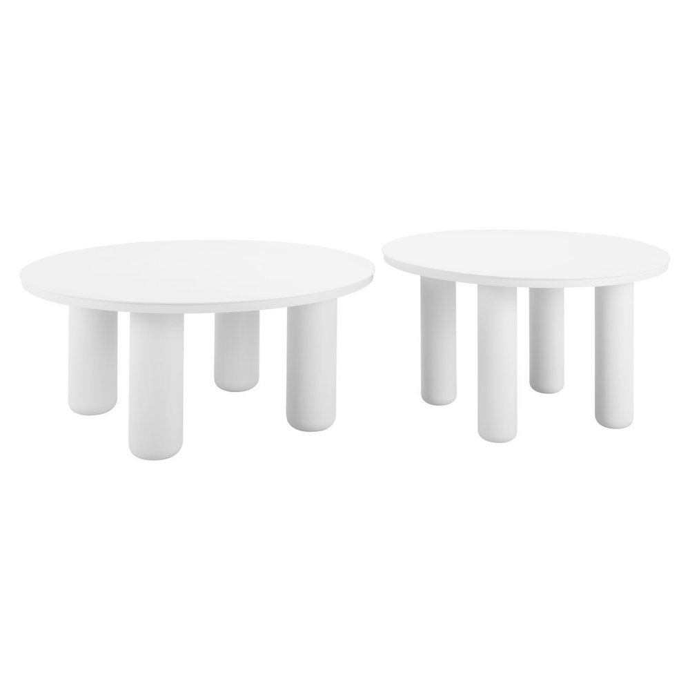 White Rounded Aluminum Outdoor Coffee Table - 34-inch