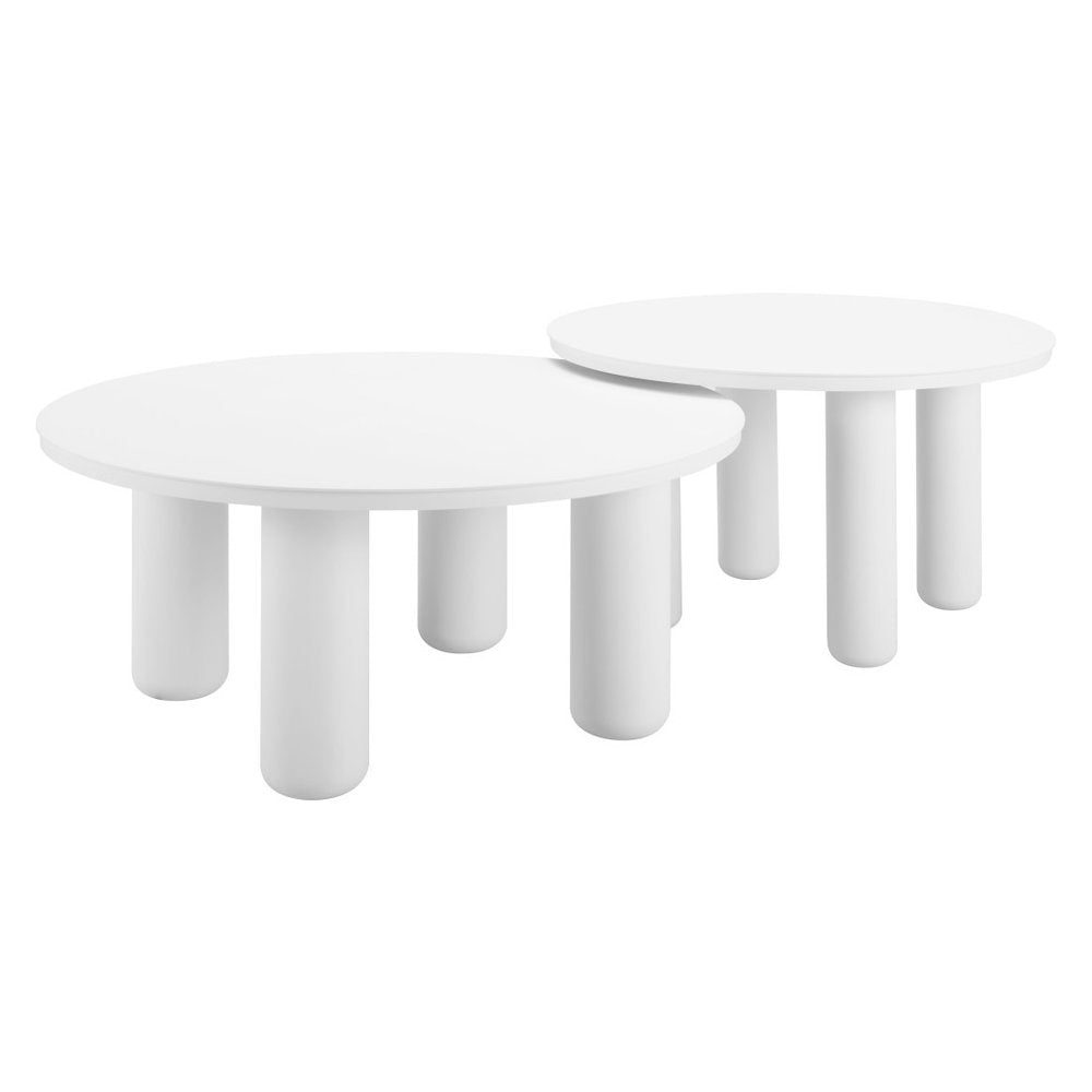 White Rounded Aluminum Outdoor Coffee Table - 34-inch