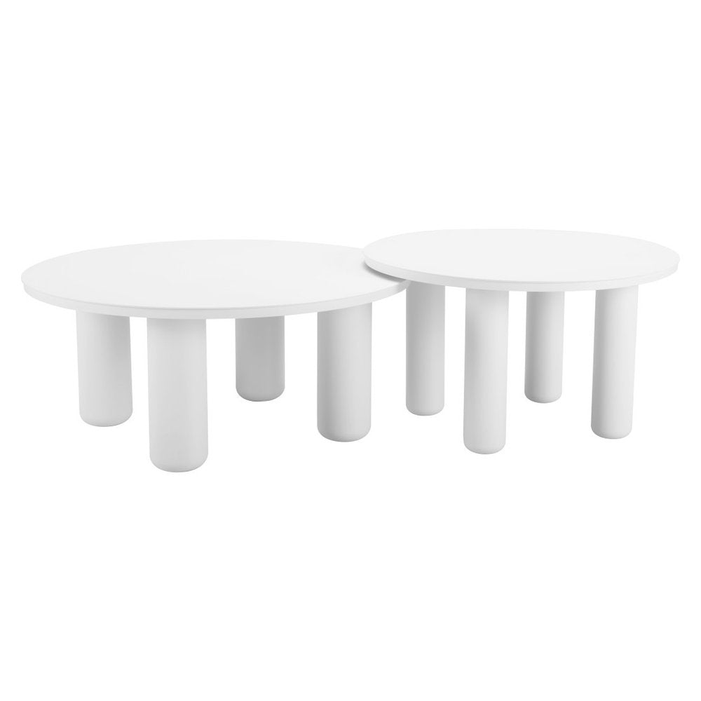 White Rounded Aluminum Outdoor Coffee Table - 34-inch