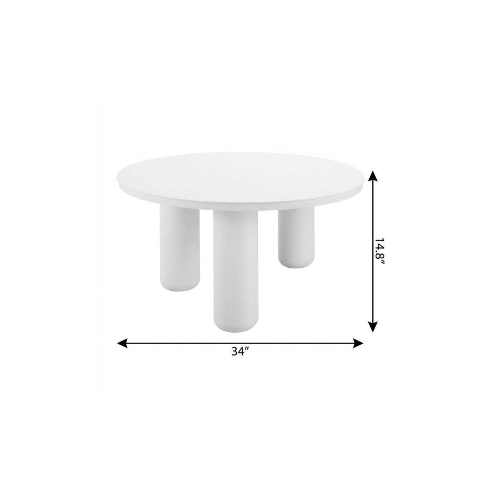 White Rounded Aluminum Outdoor Coffee Table - 34-inch