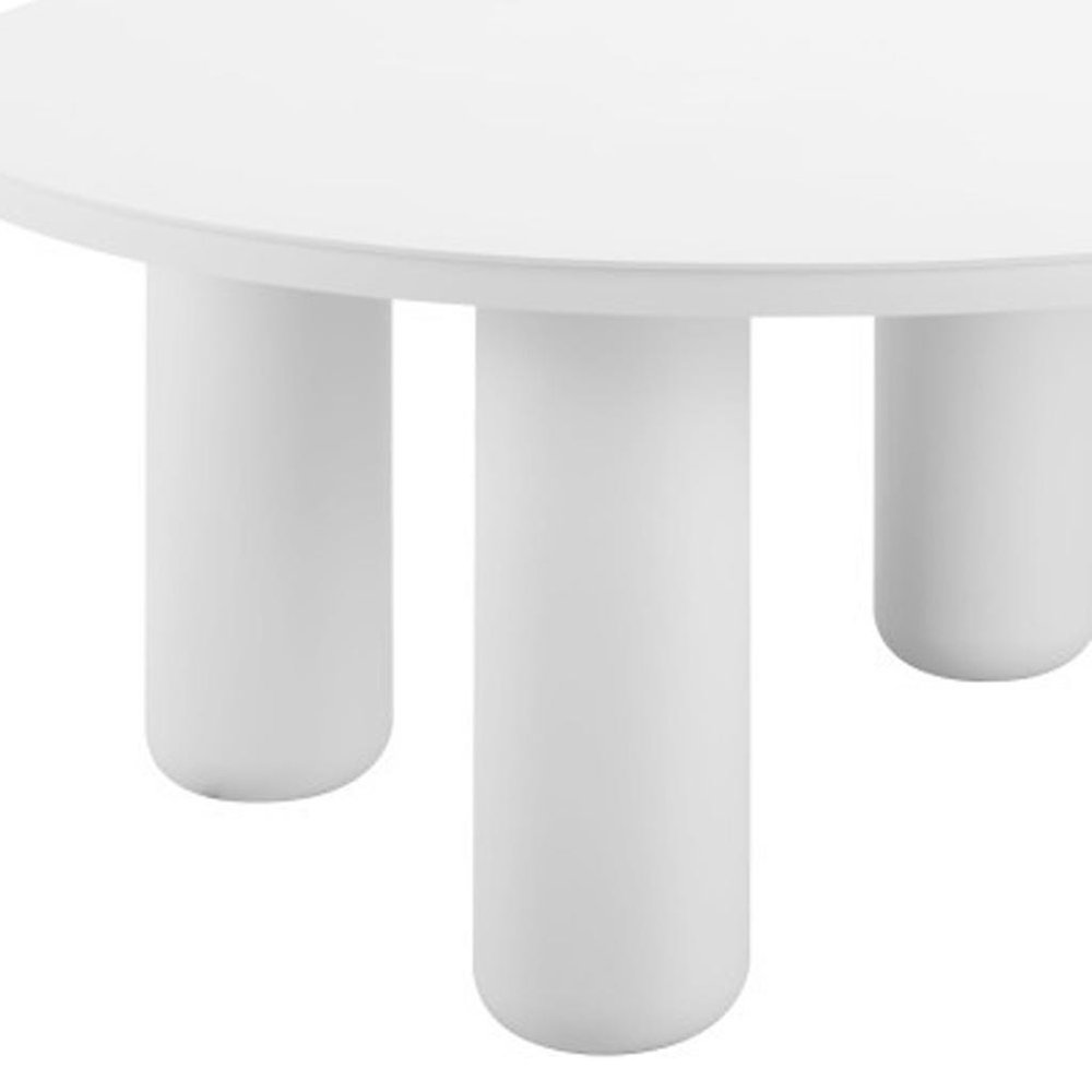 White Rounded Aluminum Outdoor Coffee Table - 34-inch