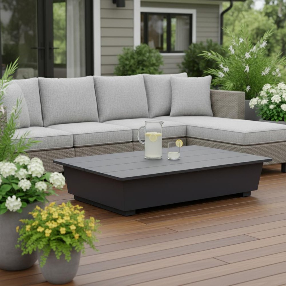 Black Aluminum Outdoor Coffee Table - 50-inch