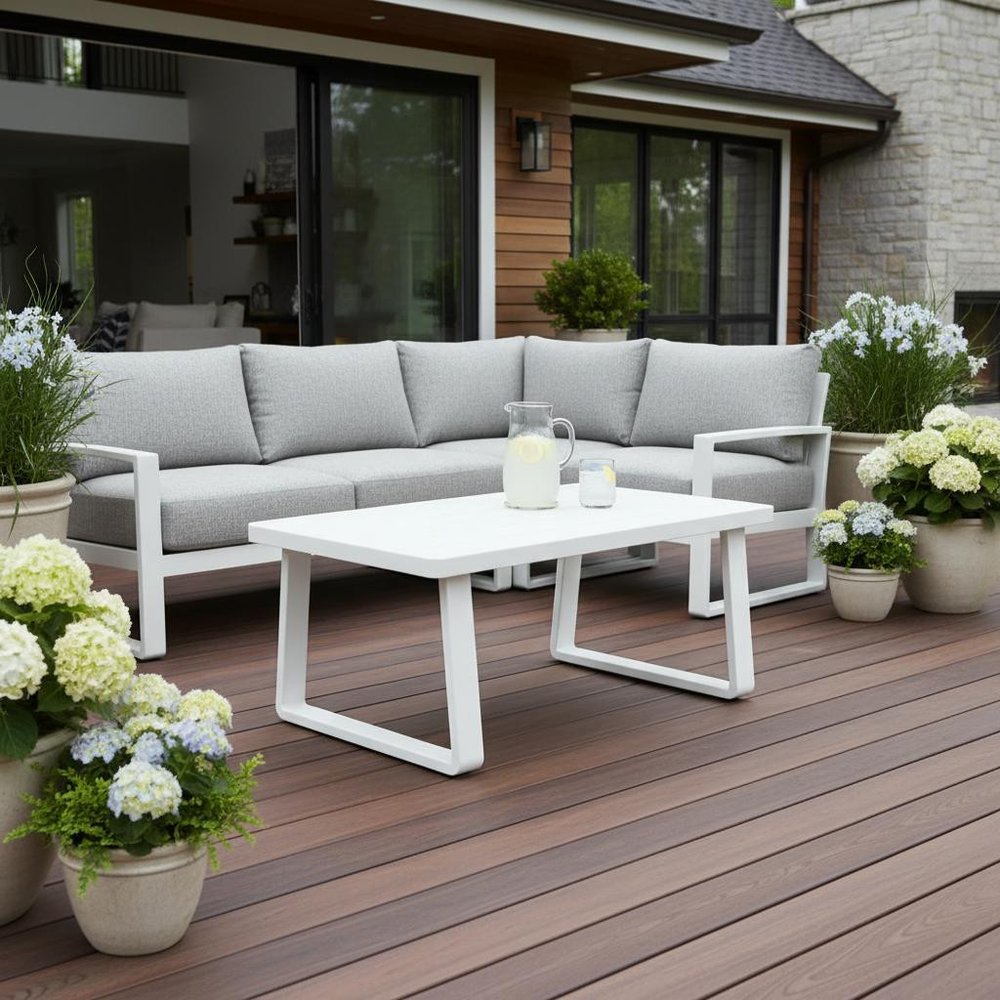 White Aluminum Outdoor Coffee Table - 43-inch
