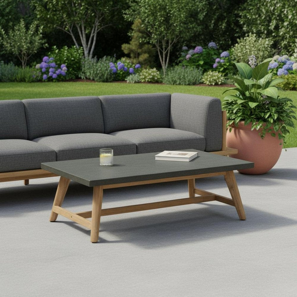 Dark Gray Concrete Outdoor Coffee Table - 48-inch