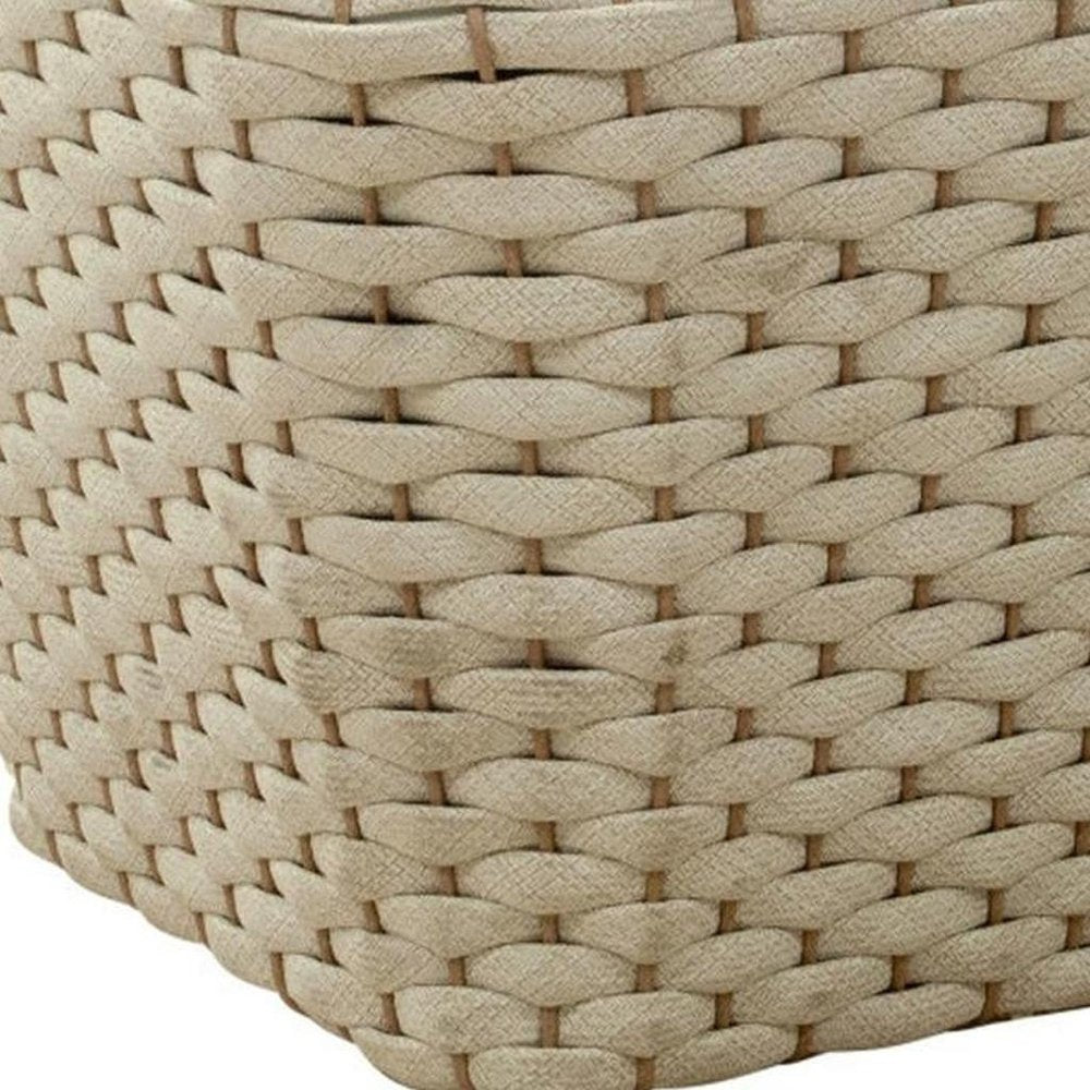 Natural and White Square Solid Wood and Wicker Outdoor Coffee Table - 24-inch