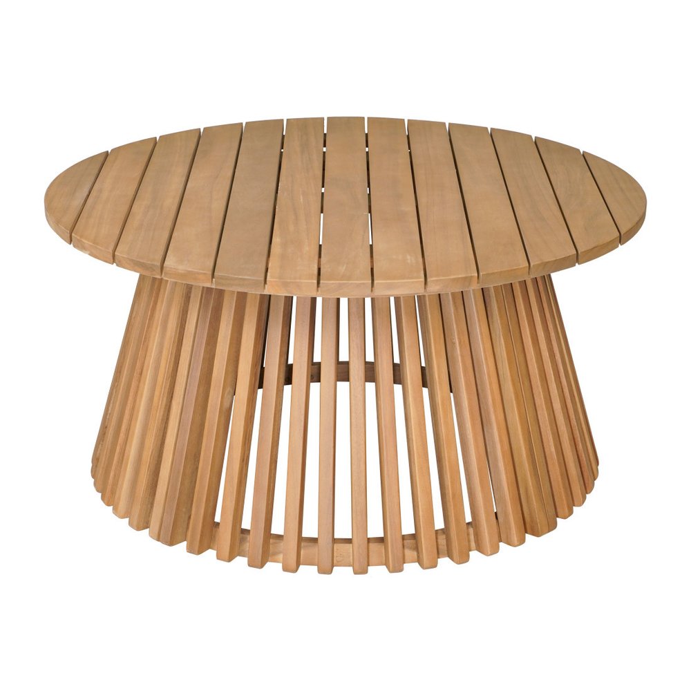 Natural Rounded Solid Wood Outdoor Coffee Table - 32-inch