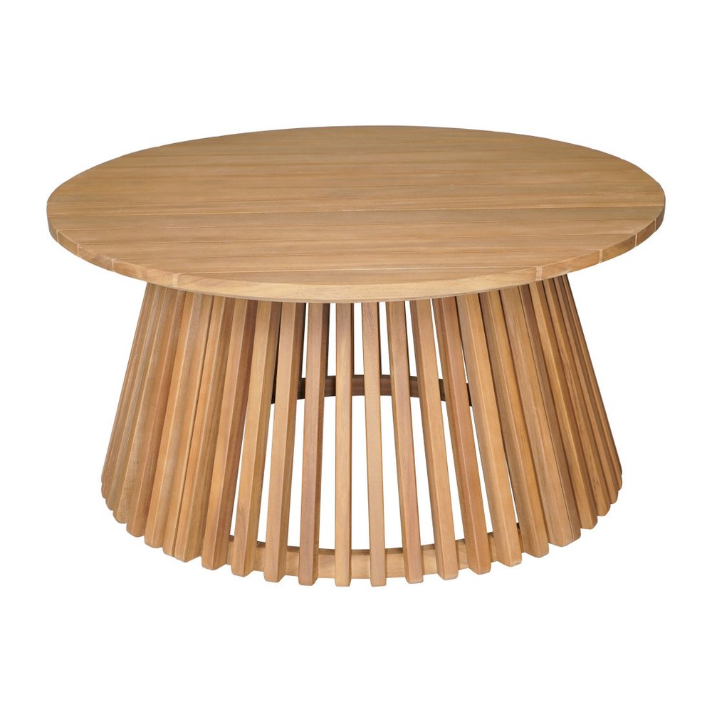 Natural Rounded Solid Wood Outdoor Coffee Table - 32-inch