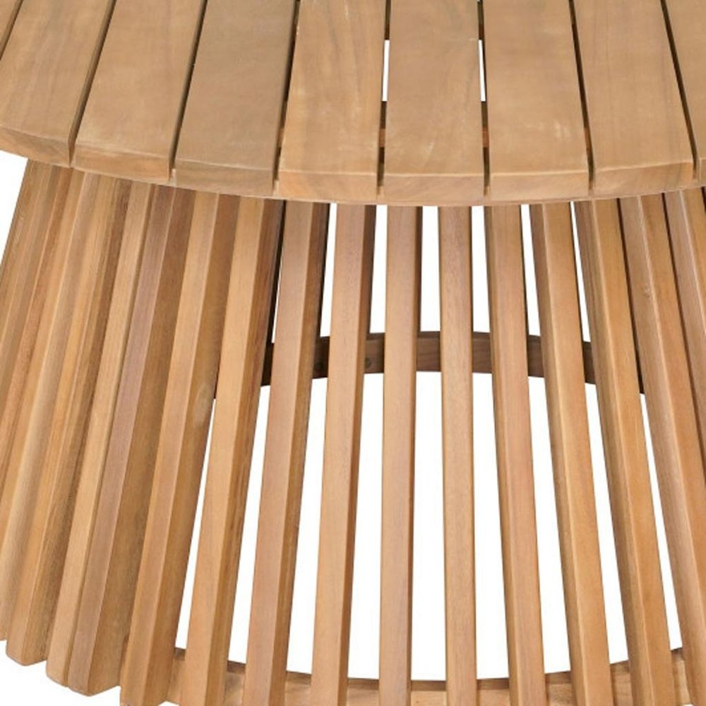 Natural Rounded Solid Wood Outdoor Coffee Table - 32-inch