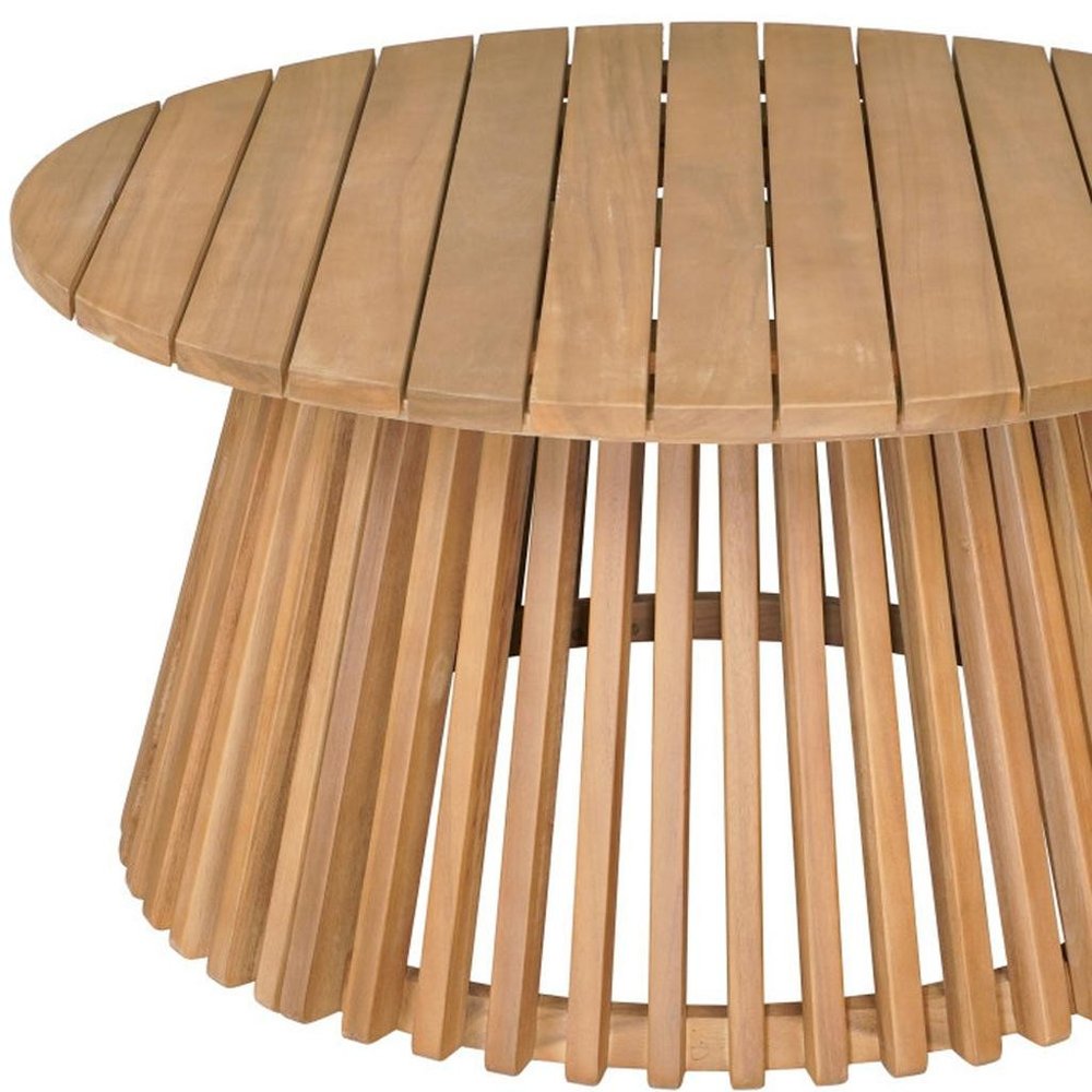 Natural Rounded Solid Wood Outdoor Coffee Table - 32-inch