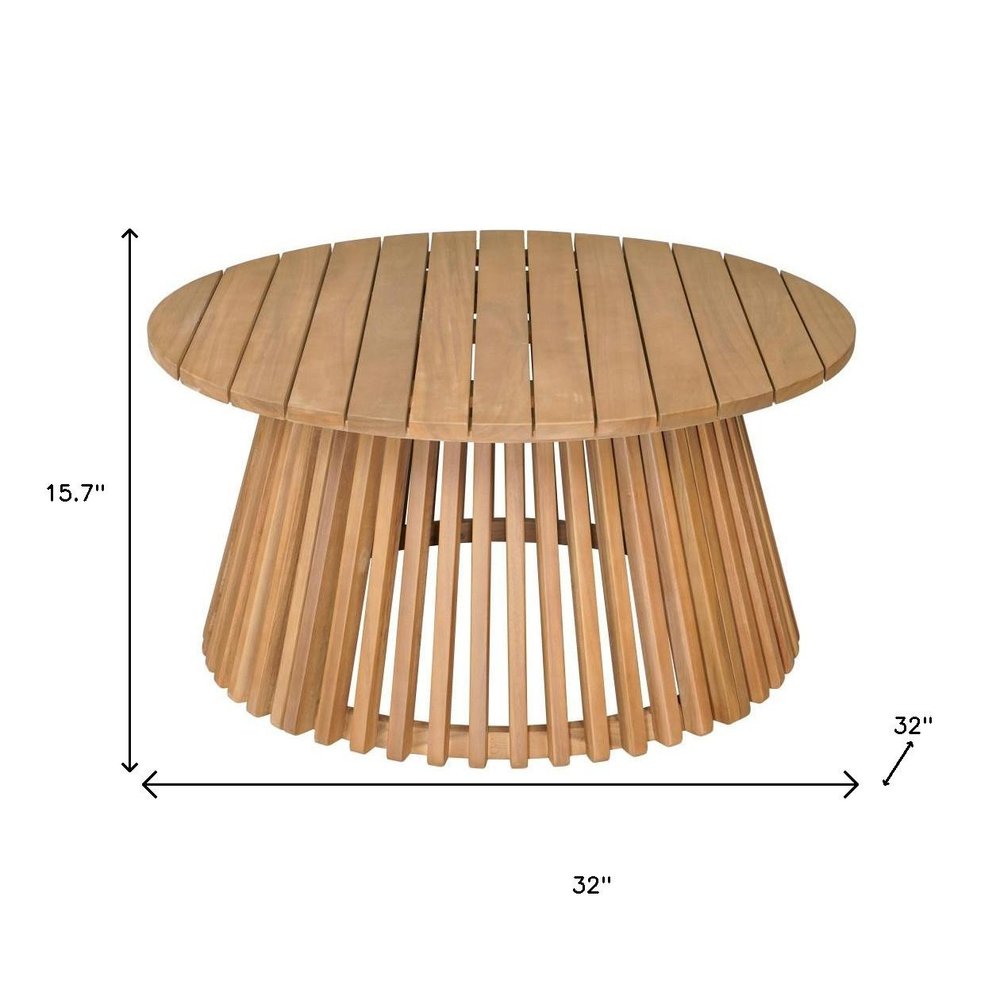 Natural Rounded Solid Wood Outdoor Coffee Table - 32-inch