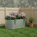 Silver Metal Oval Raised Garden Bed - 32 X 63-inch