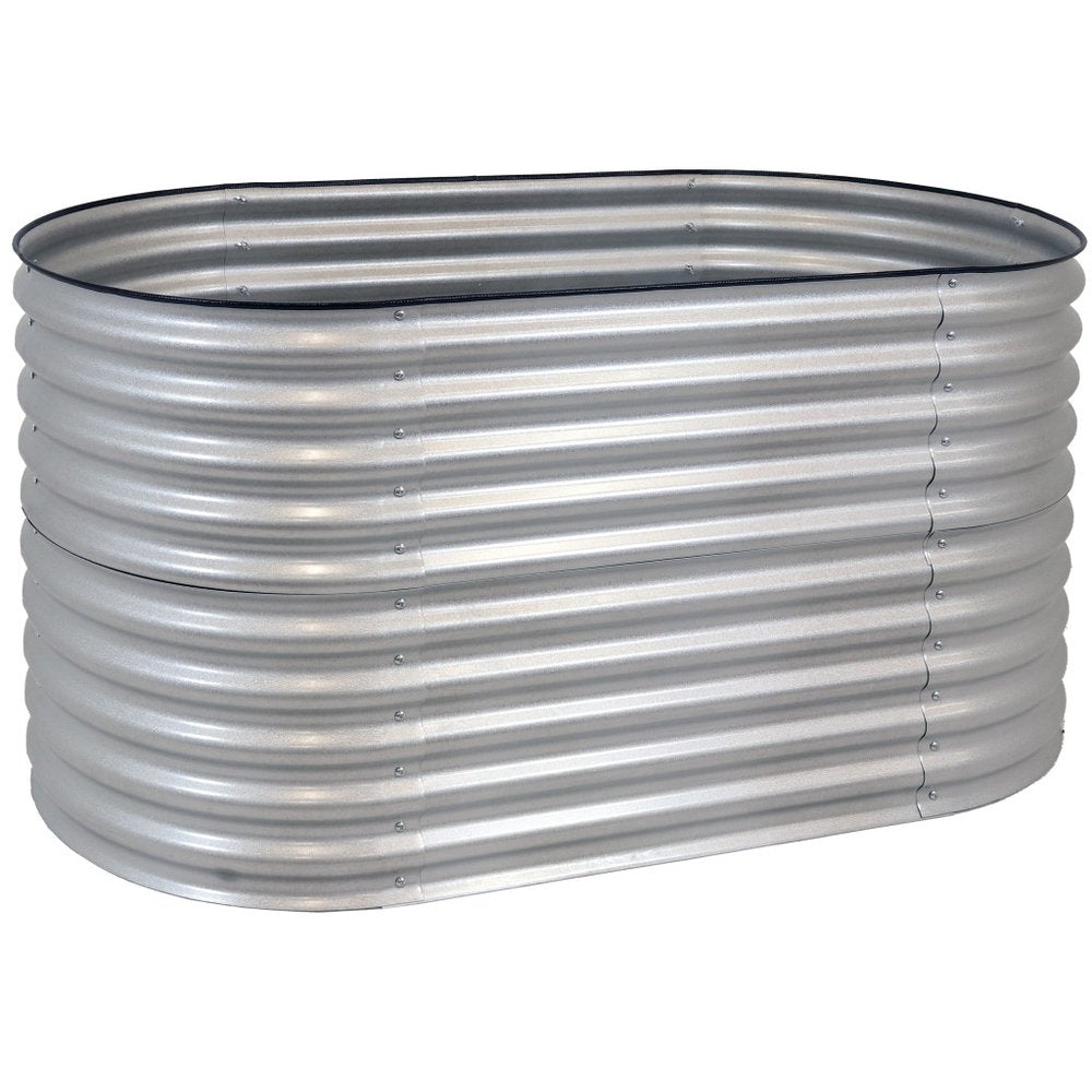 Silver Metal Oval Raised Garden Bed - 32 X 63-inch