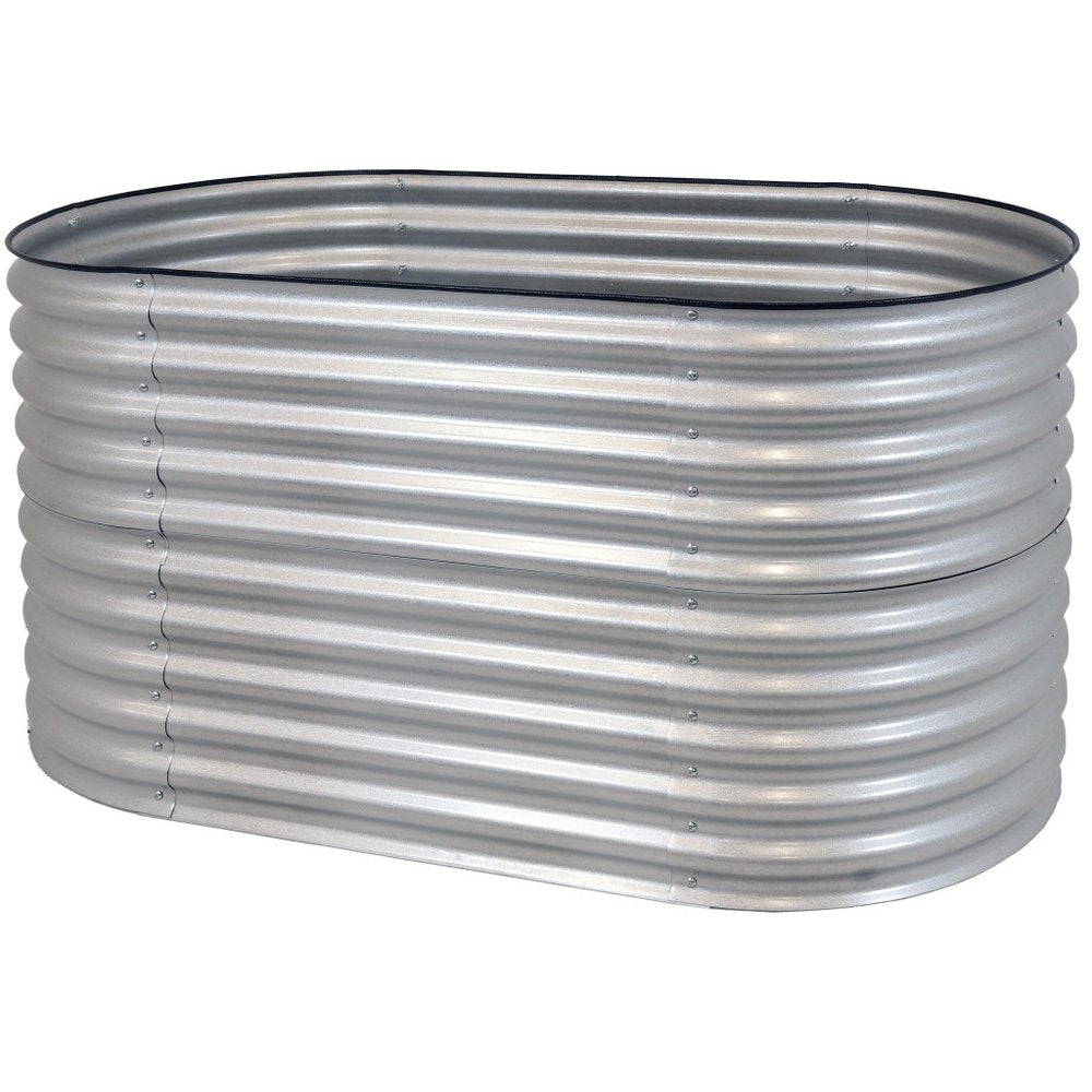 Silver Metal Oval Raised Garden Bed - 32 X 63-inch