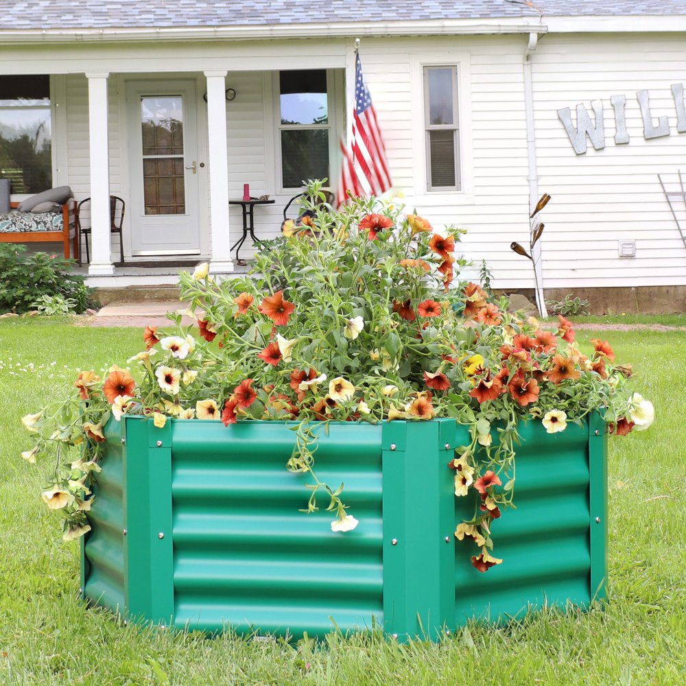Green Steel Hexagon Planter Box - 16 X 41-inch