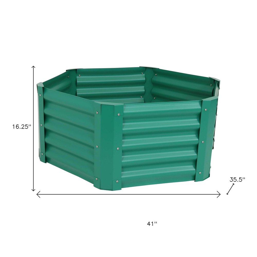 Green Steel Hexagon Planter Box - 16 X 41-inch