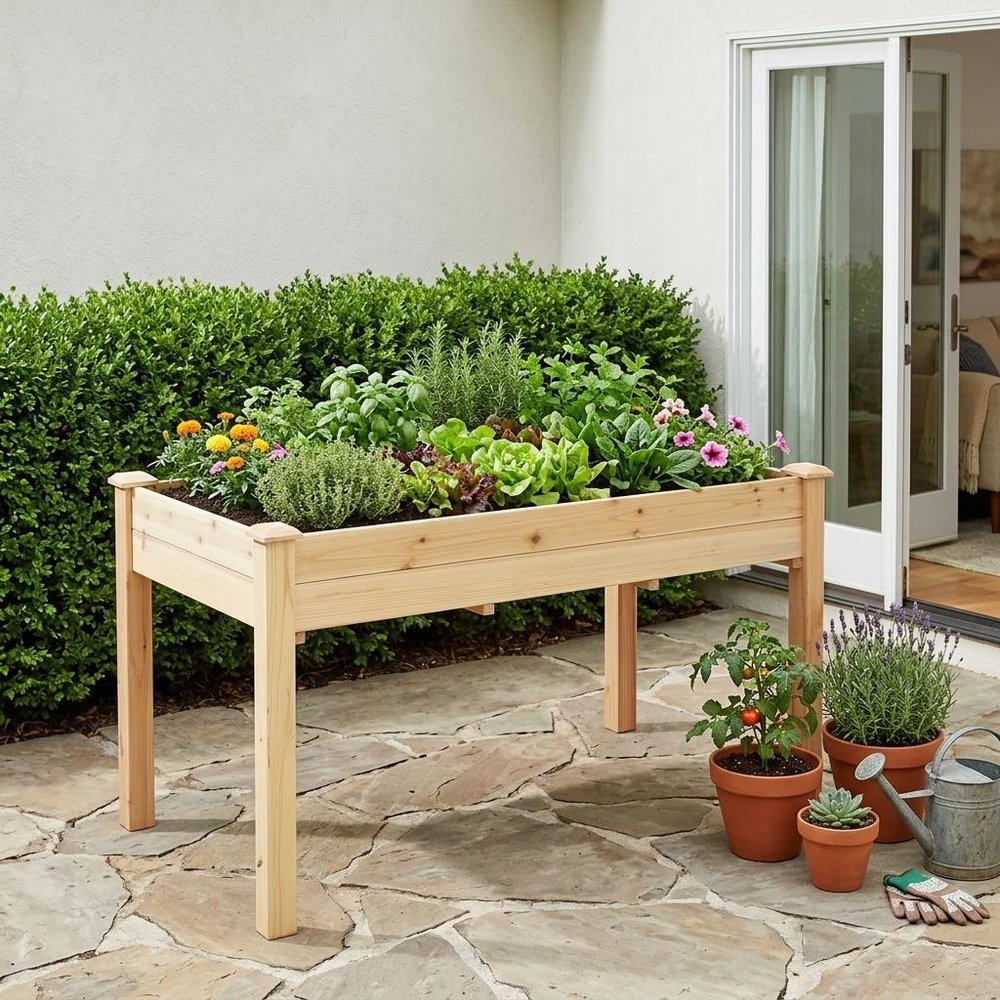 Natural Rectangular Raised Garden Bed - 49 X 25-inch