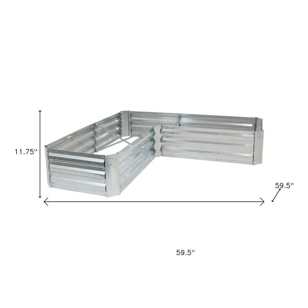 Silver Steel L Shape Raised Garden Bed - 12 X 60-inch