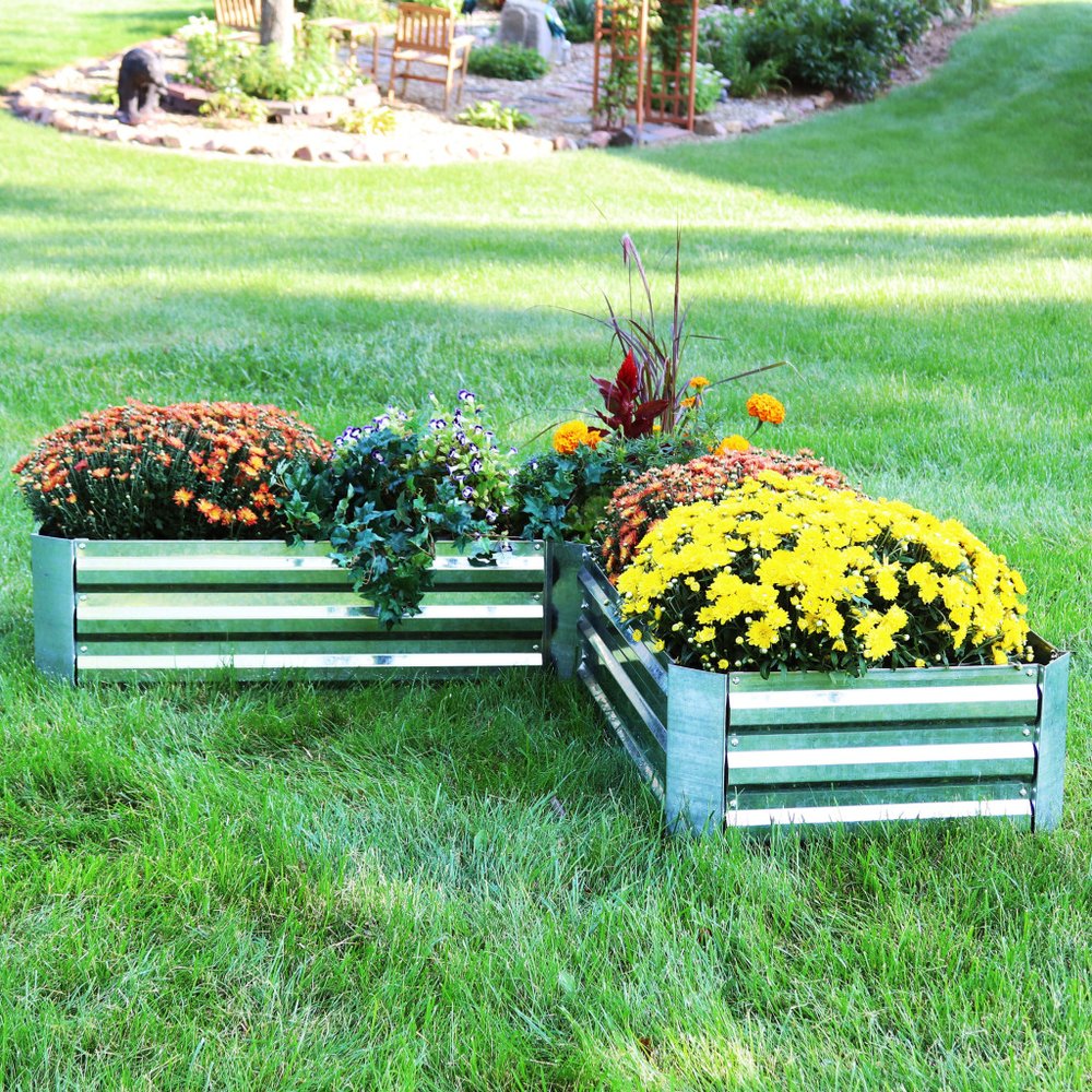 Silver Steel L Shape Raised Garden Bed - 12 X 60-inch